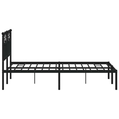 vidaXL Metal Bed Frame without Mattress with Headboard Black 120x200cm 6