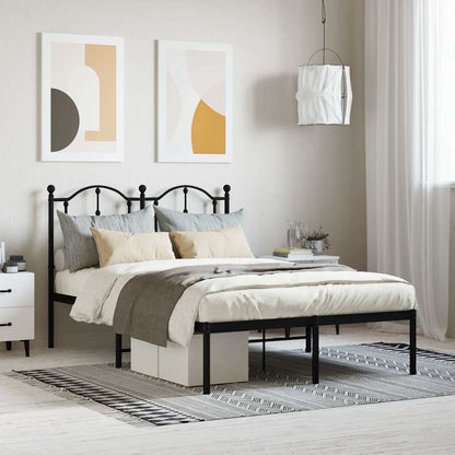 vidaXL Metal Bed Frame without Mattress with Headboard Black 120x200cm 1