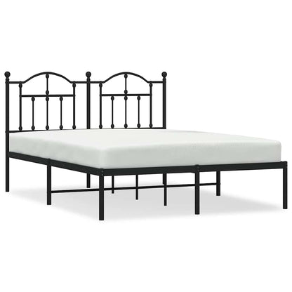 vidaXL Metal Bed Frame without Mattress with Headboard Black 140x190cm 2
