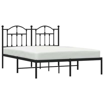vidaXL Metal Bed Frame without Mattress with Headboard Black 140x190cm 4