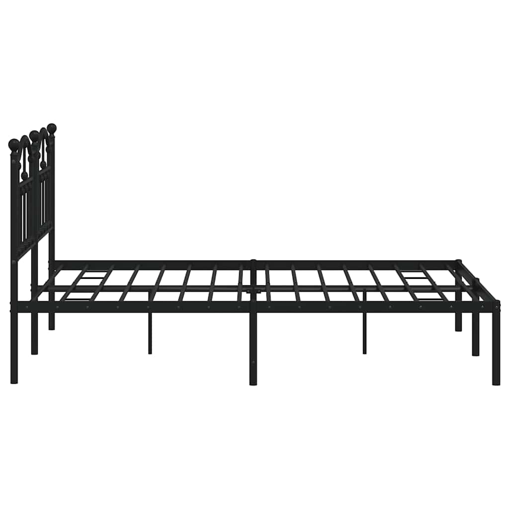 vidaXL Metal Bed Frame without Mattress with Headboard Black 140x190cm 6