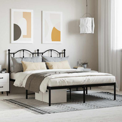 vidaXL Metal Bed Frame without Mattress with Headboard Black 140x190cm 1