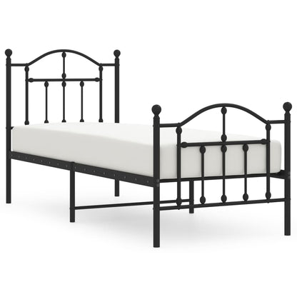 vidaXL Metal Bed Frame without Mattress with Footboard Black 75x190cm 2