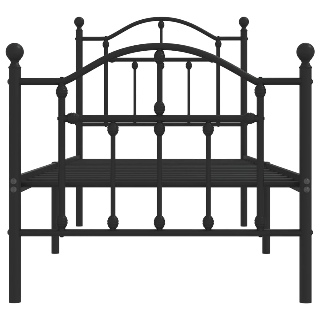 vidaXL Metal Bed Frame without Mattress with Footboard Black 75x190cm 5