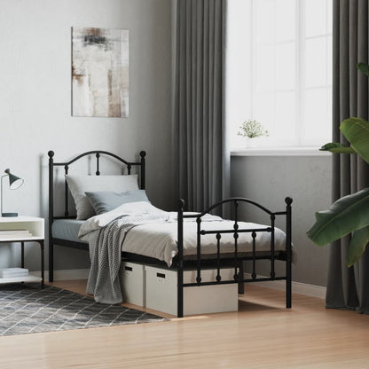 vidaXL Metal Bed Frame without Mattress with Footboard Black 75x190cm 1