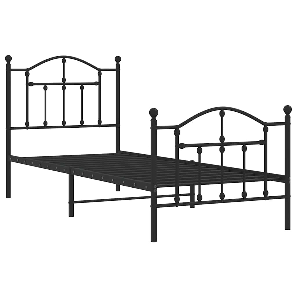 vidaXL Metal Bed Frame without Mattress with Footboard Black 90x200cm 3