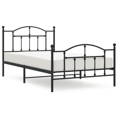 vidaXL Metal Bed Frame without Mattress with Footboard Black 107x203cm 2