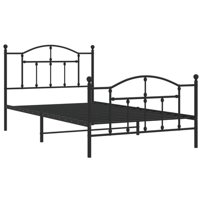 vidaXL Metal Bed Frame without Mattress with Footboard Black 107x203cm 3