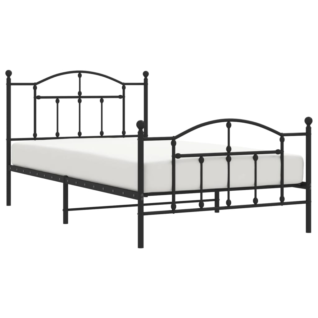 vidaXL Metal Bed Frame without Mattress with Footboard Black 107x203cm 4