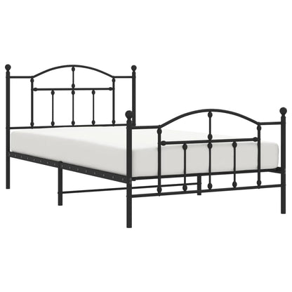 vidaXL Metal Bed Frame without Mattress with Footboard Black 107x203cm 4