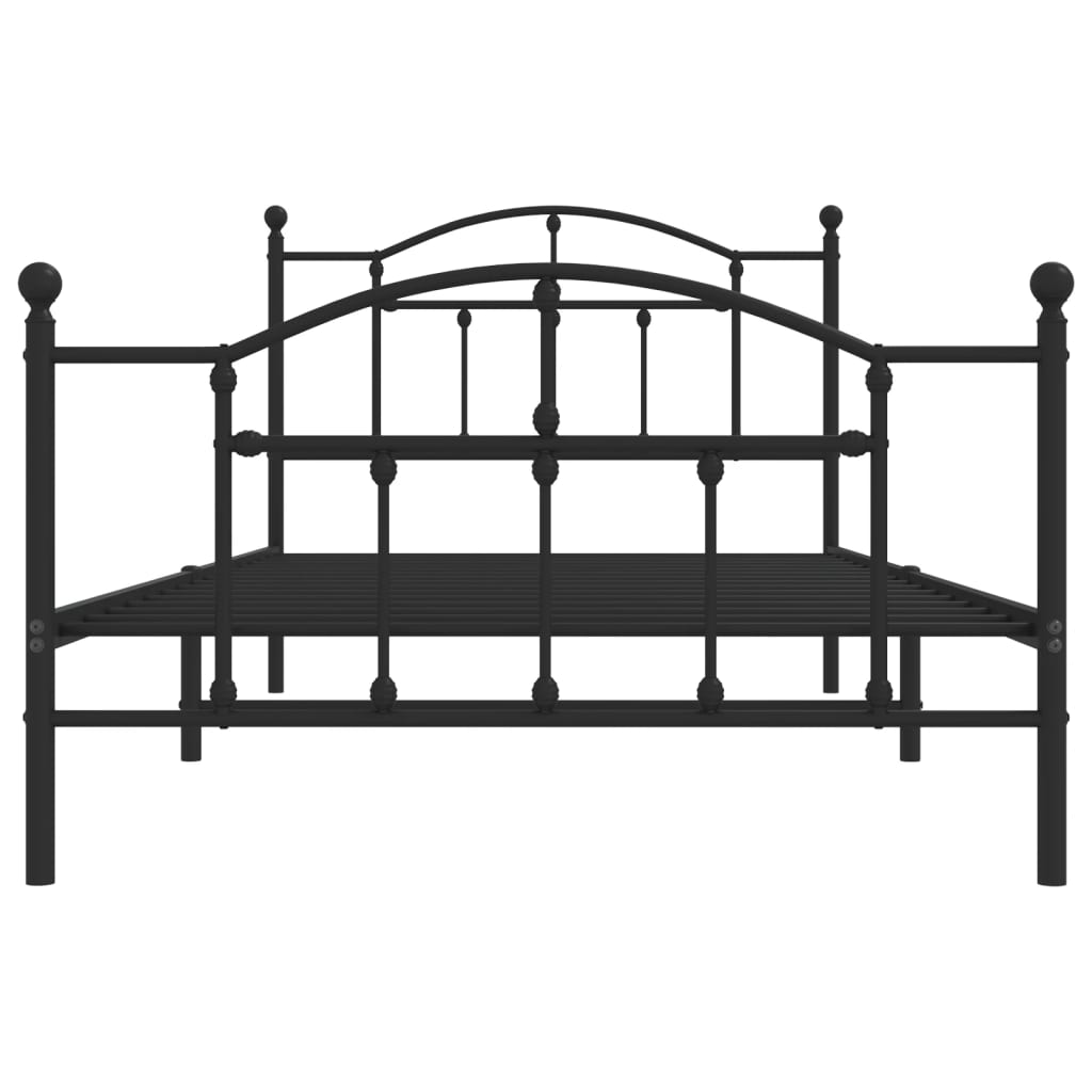 vidaXL Metal Bed Frame without Mattress with Footboard Black 107x203cm 5