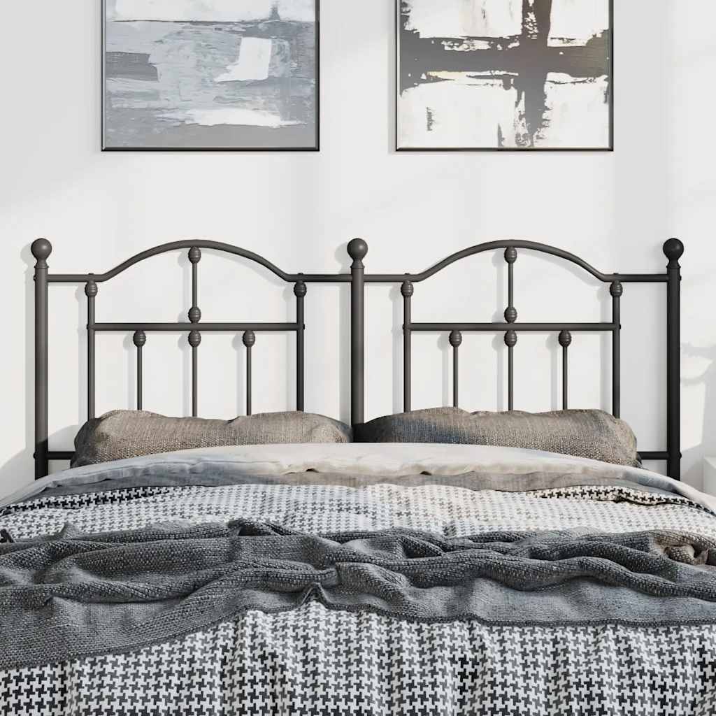vidaXL Headboard | Black | Steel | Double Bed | Durable | Black Headboard 3