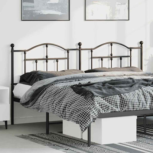 vidaXL Metal Replace Headboard Black 180 cm attached to a bed in a bedroom setting