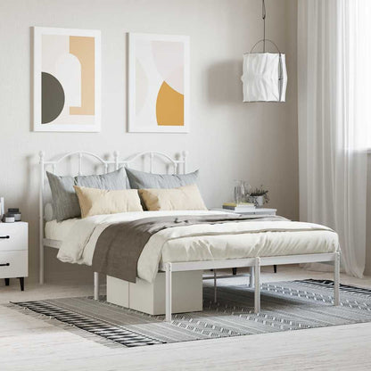 vidaXL Metal Bed Frame without Mattress with Headboard White 120x200cm 1