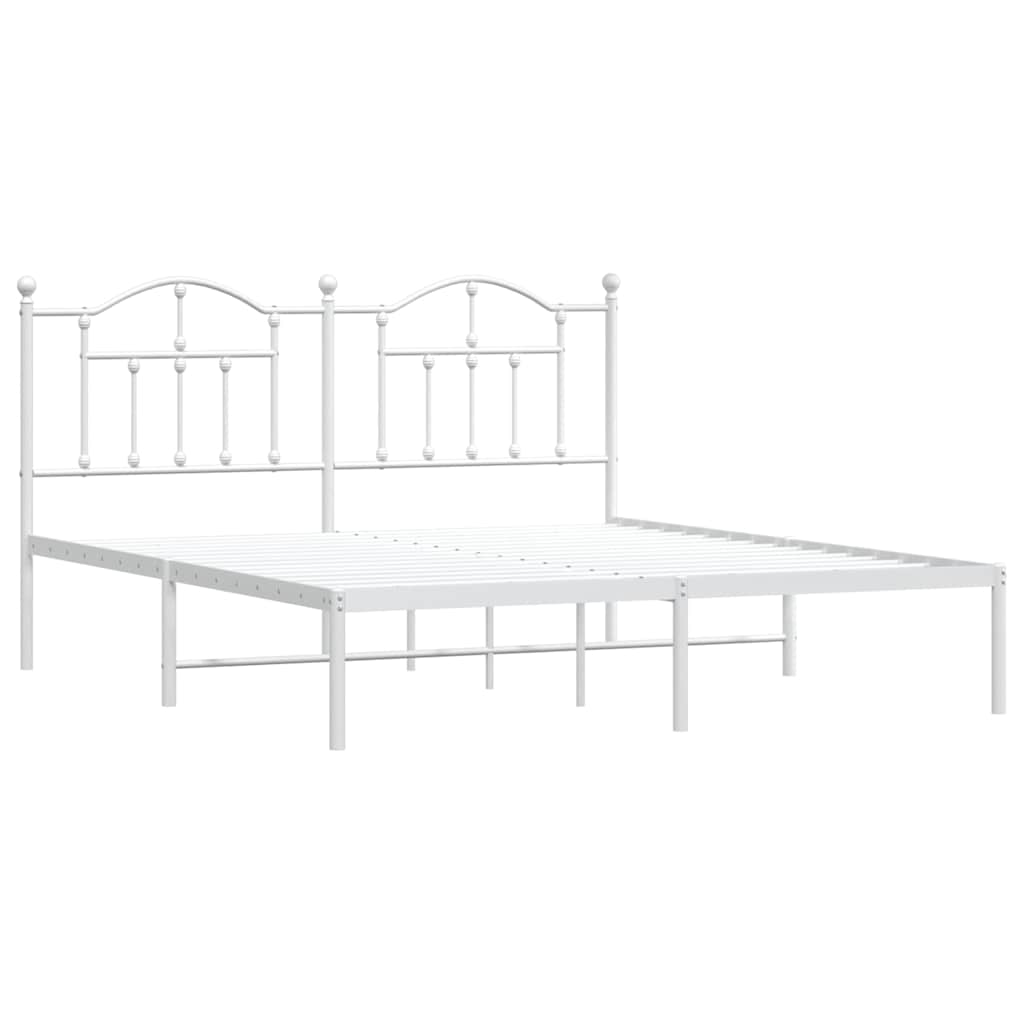 vidaXL Metal Bed Frame without Mattress with Headboard White 183x213cm 3