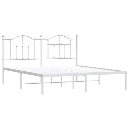 vidaXL Metal Bed Frame without Mattress with Headboard White 183x213cm 3