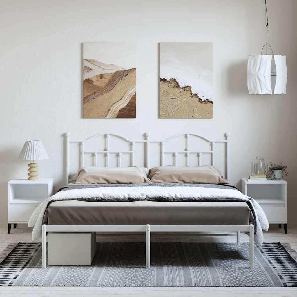 vidaXL Metal Bed Frame without Mattress with Headboard White 183x213cm 4