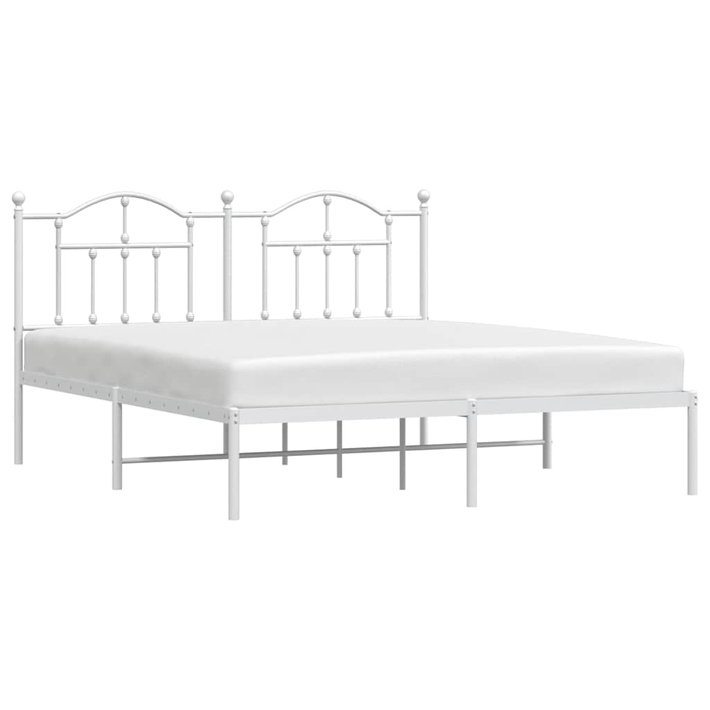 vidaXL Metal Bed Frame without Mattress with Headboard White 183x213cm 5