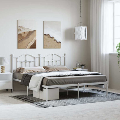 vidaXL Metal Bed Frame without Mattress with Headboard White 183x213cm 1