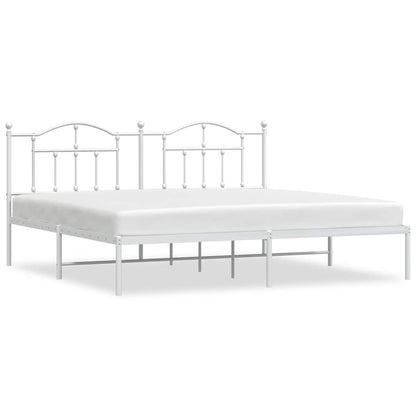 vidaXL Metal Bed Frame without Mattress with Headboard White 193x203cm 2
