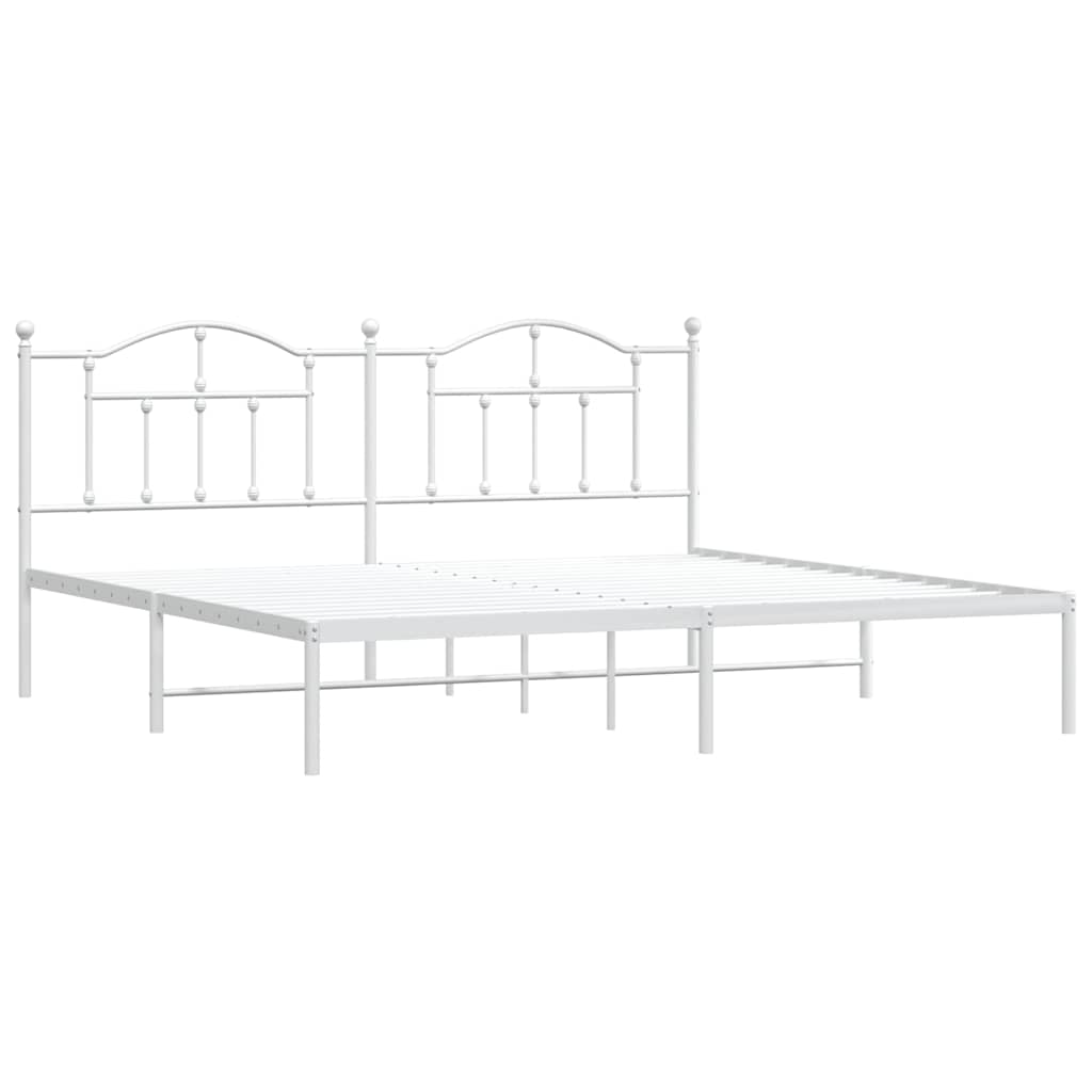 vidaXL Metal Bed Frame without Mattress with Headboard White 193x203cm 3