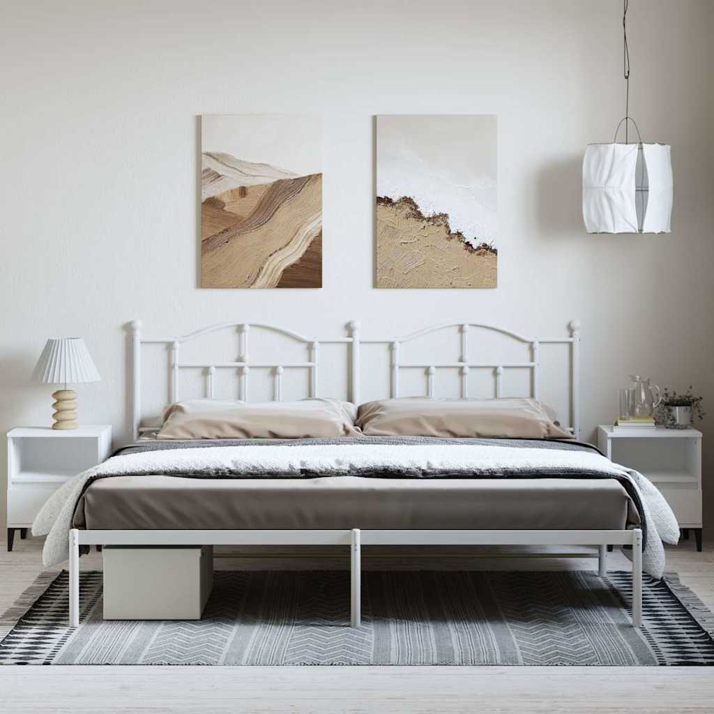 vidaXL Metal Bed Frame without Mattress with Headboard White 193x203cm 4