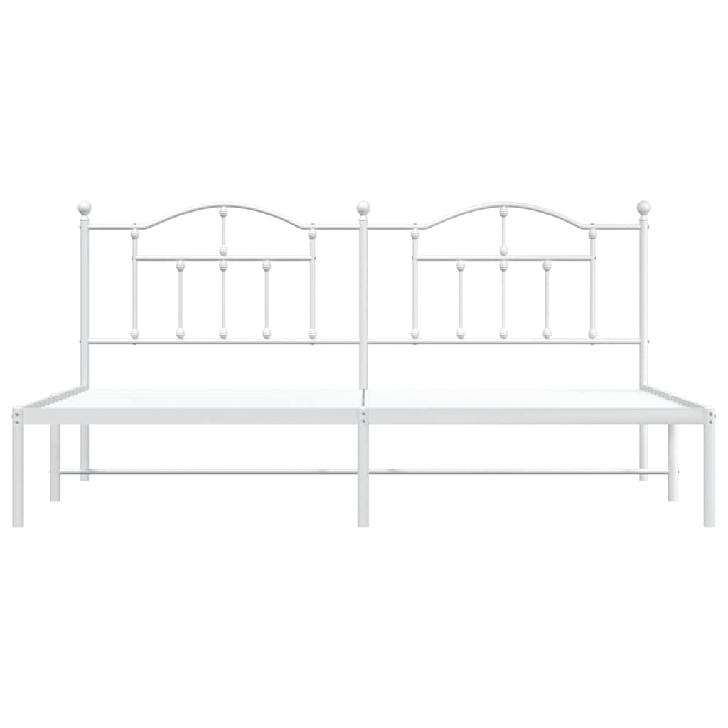 vidaXL Metal Bed Frame without Mattress with Headboard White 193x203cm 6