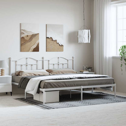 vidaXL Metal Bed Frame without Mattress with Headboard White 193x203cm 1