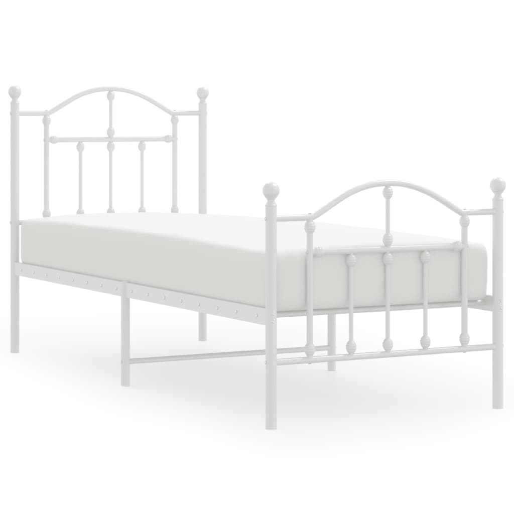 Metal Bed Frame without Mattress with Footboard with Headboard & Footboard White 75 cm 190 cm