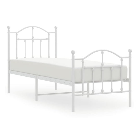 Metal Bed Frame without Mattress with Footboard with Headboard & Footboard White 75 cm 190 cm
