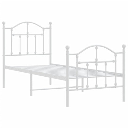 Metal Bed Frame without Mattress with Footboard with Headboard & Footboard White 75 cm 190 cm