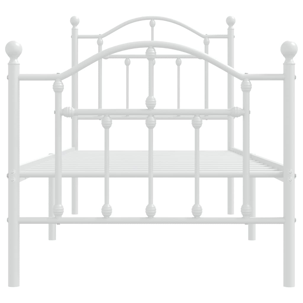 Metal Bed Frame without Mattress with Footboard with Headboard & Footboard White 75 cm 190 cm