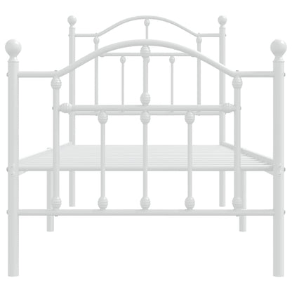 Metal Bed Frame without Mattress with Footboard with Headboard & Footboard White 75 cm 190 cm
