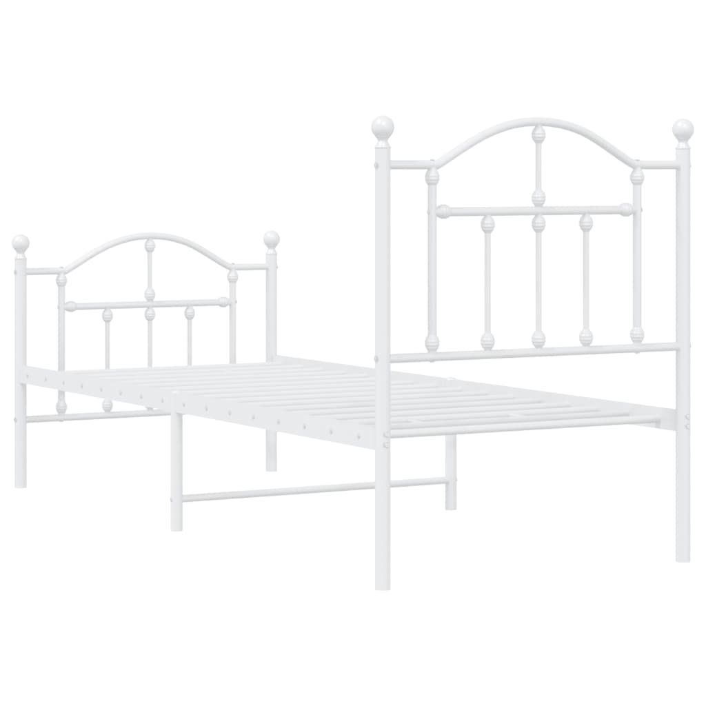 Metal Bed Frame without Mattress with Footboard with Headboard & Footboard White 75 cm 190 cm