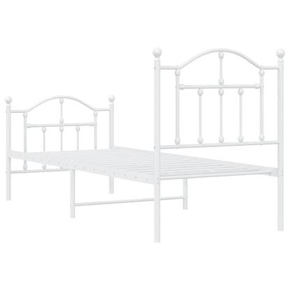 Metal Bed Frame without Mattress with Footboard with Headboard & Footboard White 75 cm 190 cm