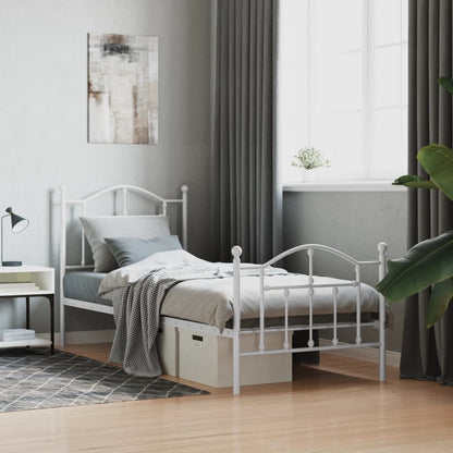Metal Bed Frame without Mattress with Footboard with Headboard & Footboard White 80 cm 200 cm