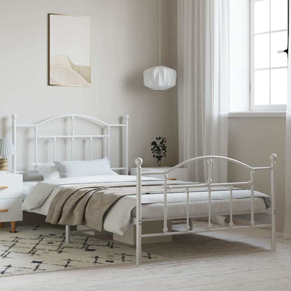 Metal Bed Frame without Mattress with Footboard with Headboard & Footboard White 100 cm 200 cm