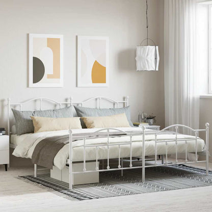 Metal Bed Frame without Mattress with Footboard with Headboard & Footboard White 200 cm 200 cm