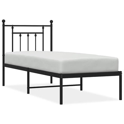 vidaXL Metal Bed Frame without Mattress with Headboard Black 75x190cm 2