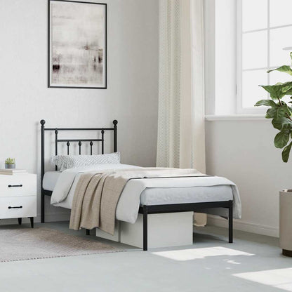vidaXL Metal Bed Frame without Mattress with Headboard Black 75x190cm 3