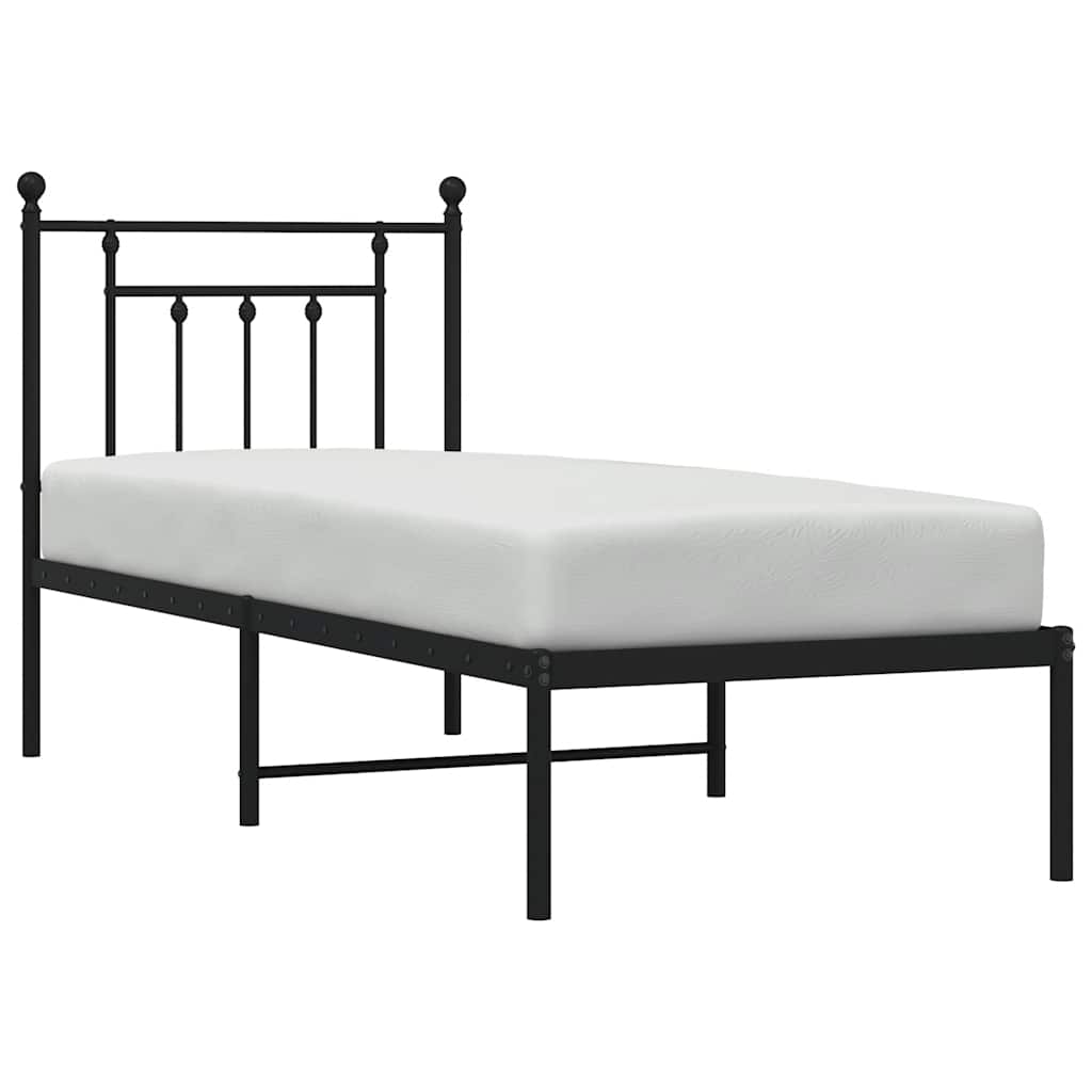 vidaXL Metal Bed Frame without Mattress with Headboard Black 75x190cm 5