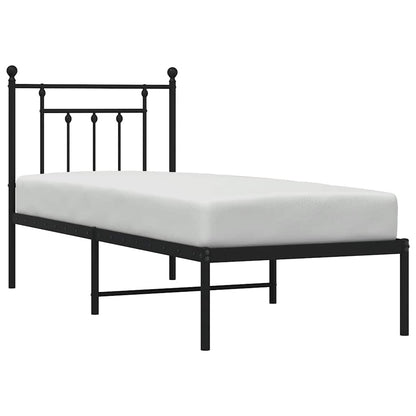 vidaXL Metal Bed Frame without Mattress with Headboard Black 75x190cm 5