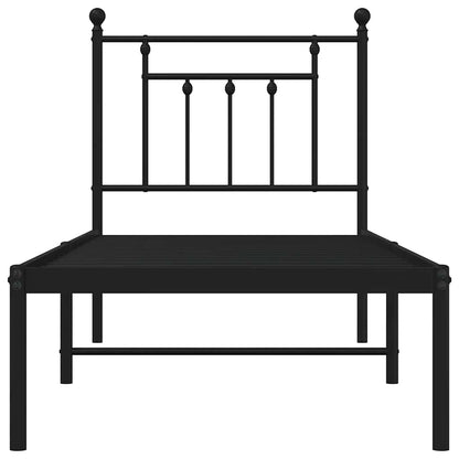 vidaXL Metal Bed Frame without Mattress with Headboard Black 75x190cm 6