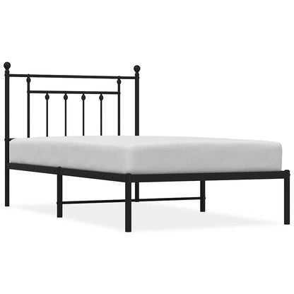vidaXL Metal Bed Frame without Mattress with Headboard Black 100x190cm 2