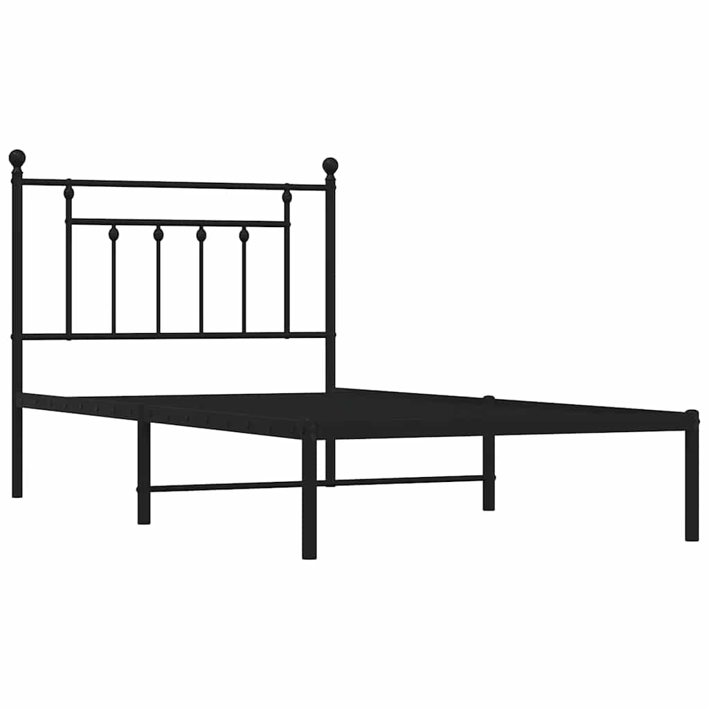 vidaXL Metal Bed Frame without Mattress with Headboard Black 100x190cm 3