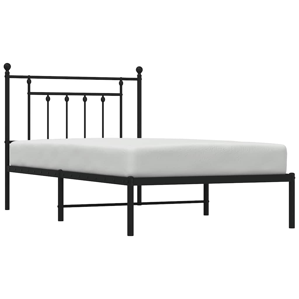 vidaXL Metal Bed Frame without Mattress with Headboard Black 100x190cm 5