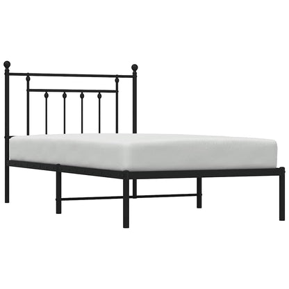 vidaXL Metal Bed Frame without Mattress with Headboard Black 100x190cm 5