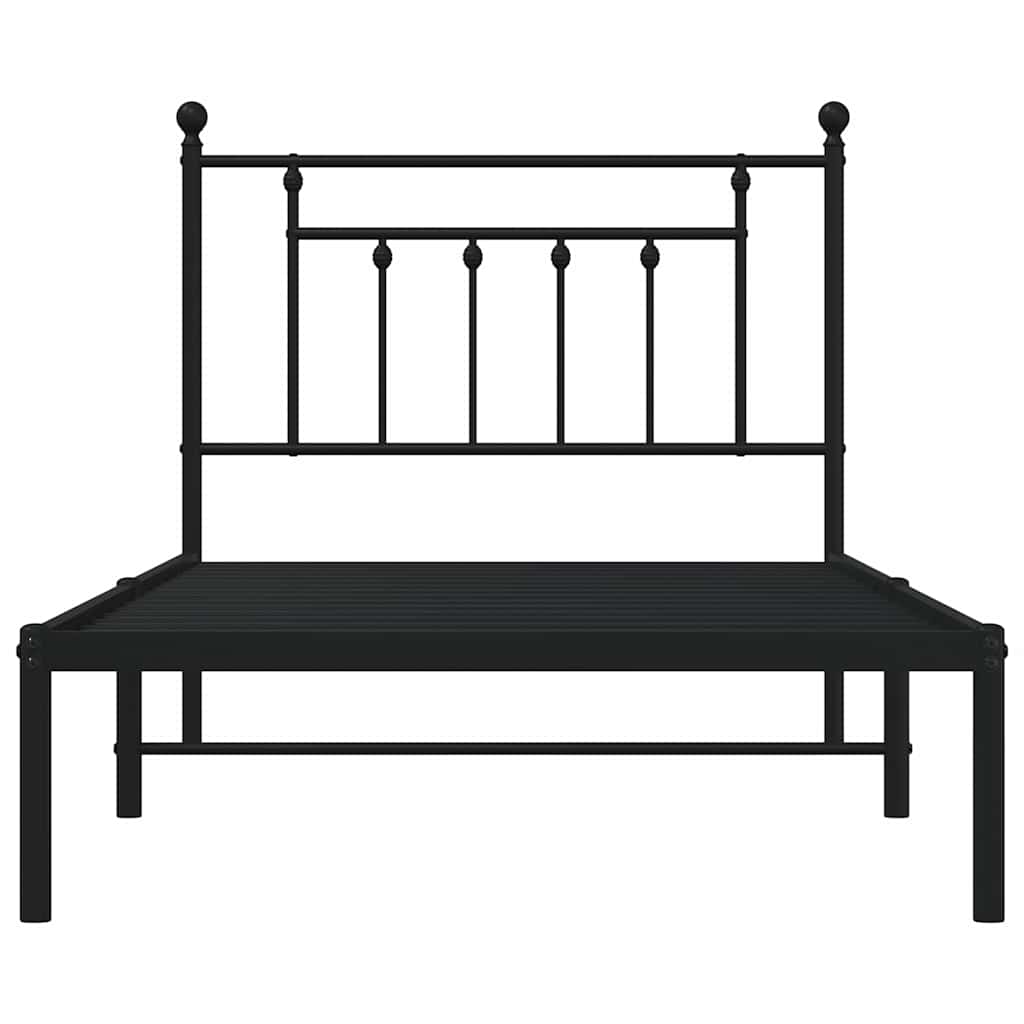 vidaXL Metal Bed Frame without Mattress with Headboard Black 100x190cm 6