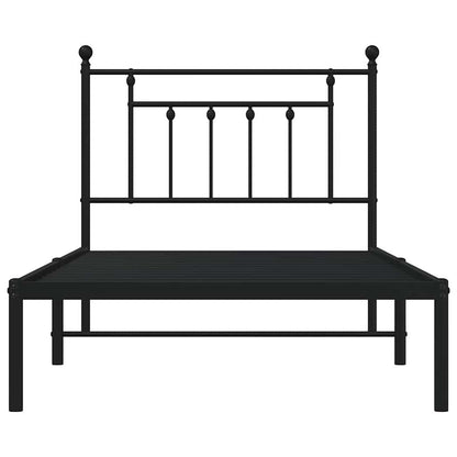 vidaXL Metal Bed Frame without Mattress with Headboard Black 100x190cm 6