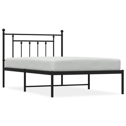 vidaXL Metal Bed Frame without Mattress with Headboard Black 100x200cm 2